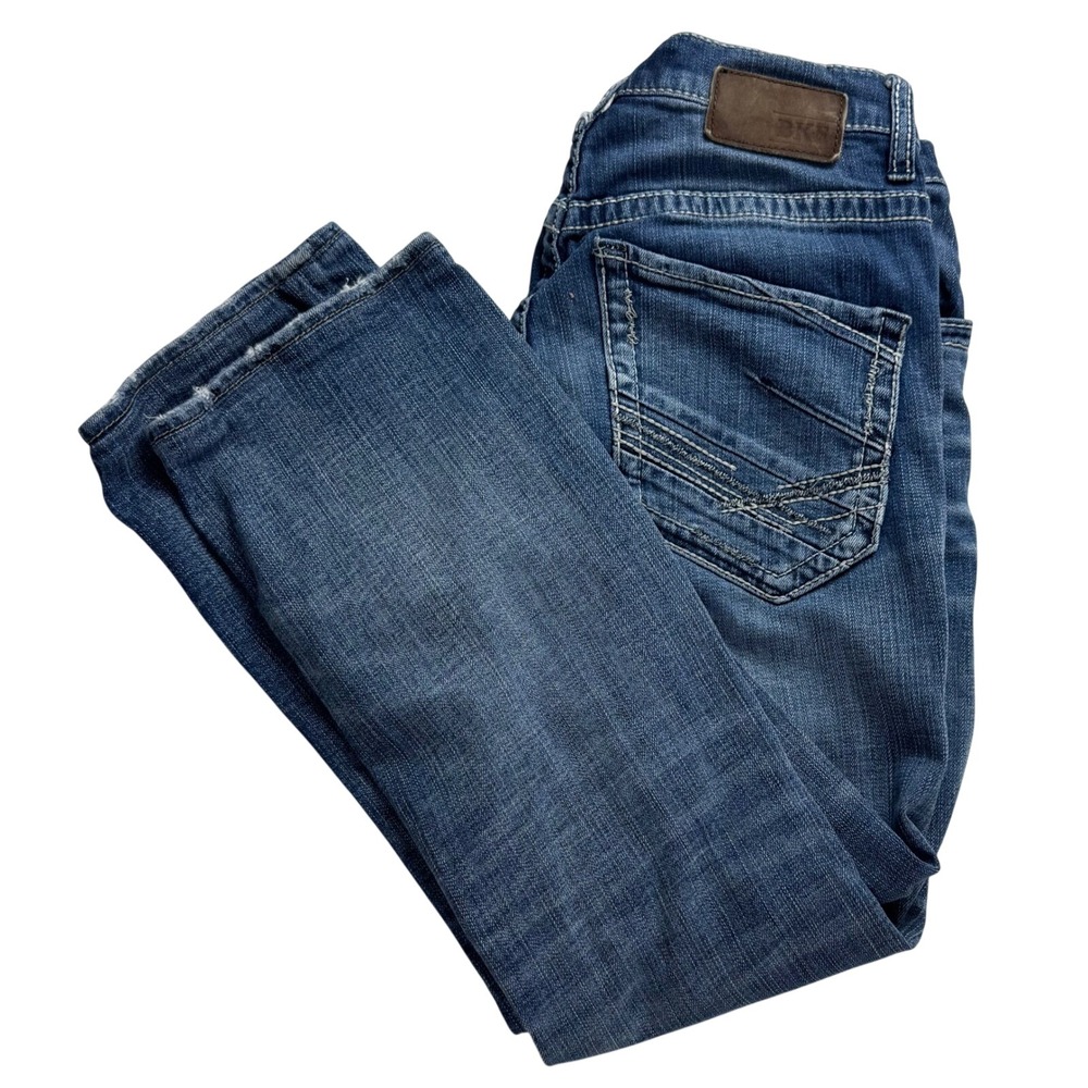 BKE Denim Jake Straight Leg Jeans‎ Women's Size 29S Blue Distressed